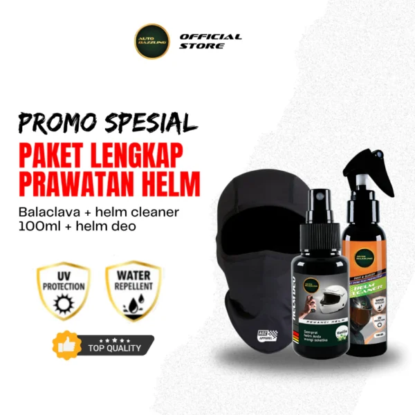 Auto Dazzling Bundling Paket Facemask Balaclava dengan Helm Cleaner dan Parfum Helm Deo 1