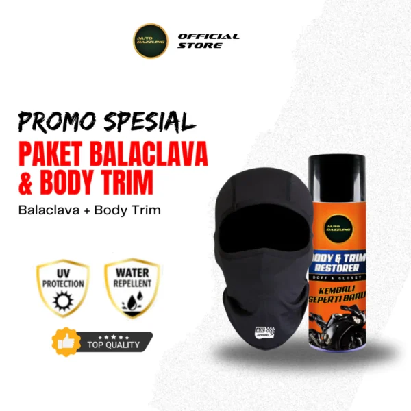 Auto Dazzling Bundling Special Pengkilap & Penghitam Body Motor dengan Facemask Balaclava 1