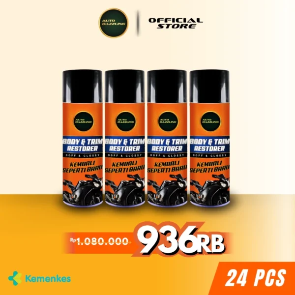 Autodazzling Paket Usaha 24 Body Trim Restorer Pengkilap dan Penghitam Body Motor Kendaraan 1